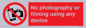 No photography or filming using any device